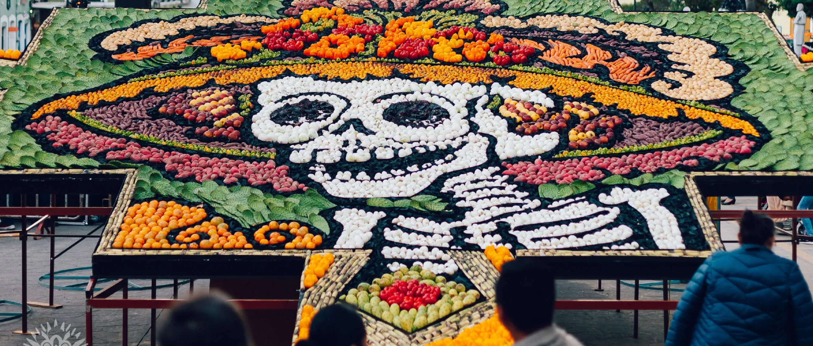 Mosaico de La Catrina hecho con semillas